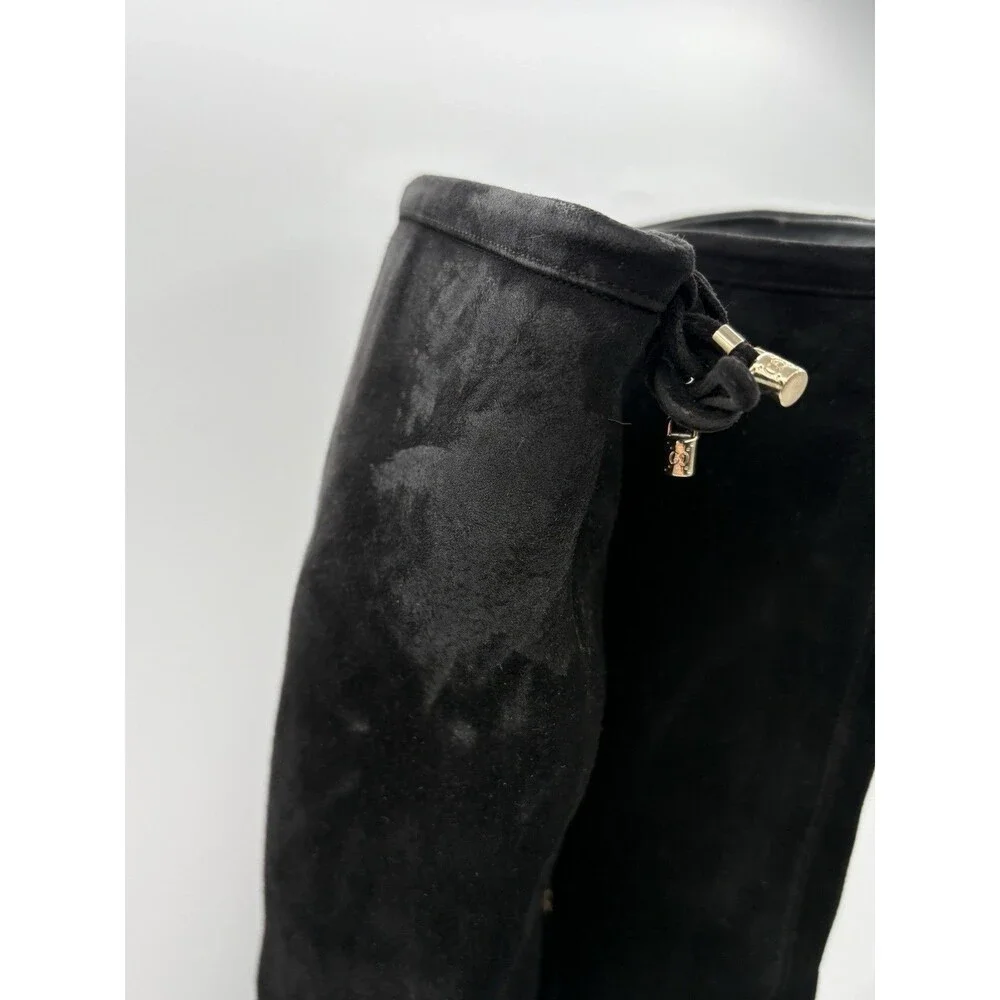 Gucci Black Suede Pointed Toe Knee High Boots Vintage Size EU 35.5